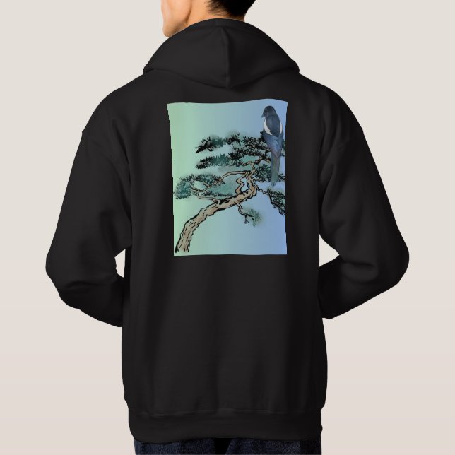 Moletom Ave Magpie Elegante e Árvore Bonsai Japonesa  (Verso)
