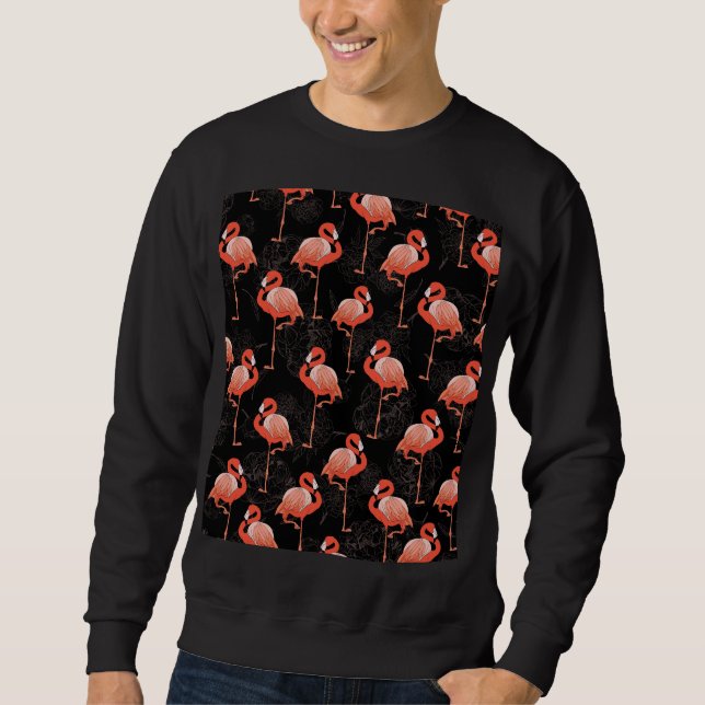 Moletom Aves Flamingos: Design de têxteis de vindima (Frente)