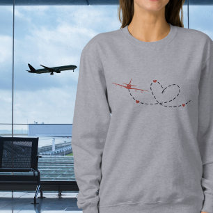 Moletom Avião & Corações minimalista Aviação Viagem