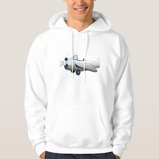 Moletom Avião de Propulsor de Desenho Animado Branco Estil (Frente)