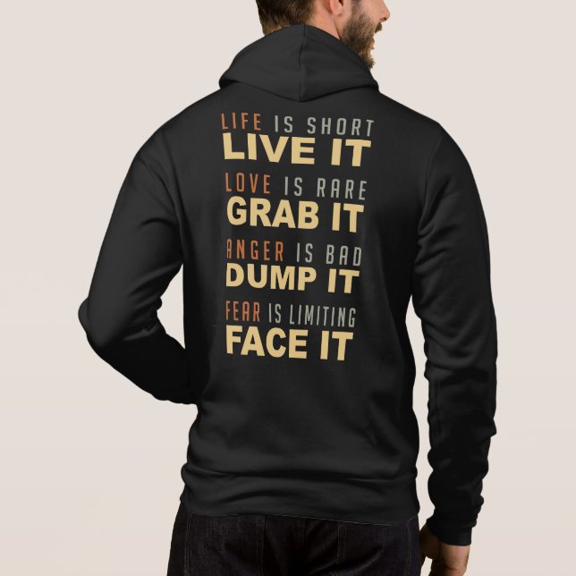 Moletom Aviso de Vida Motivacional de Texto Personalizado (Verso)