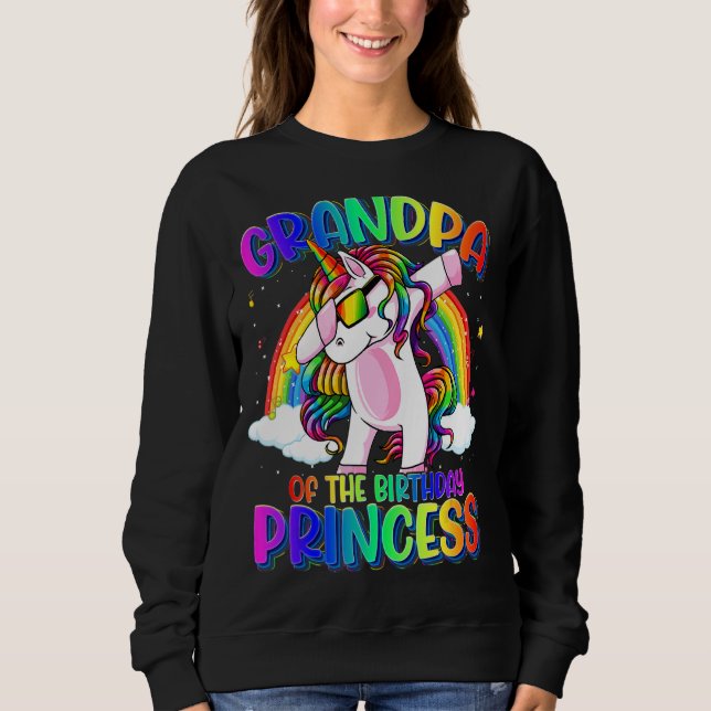 Moletom Avô Da Princesa Aniversário Dabbing Unicorn R (Frente)