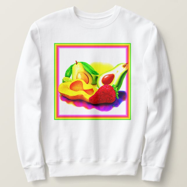 Moletom Avocado tropical, morango e manga. Comprar Agora (Frente do Design)