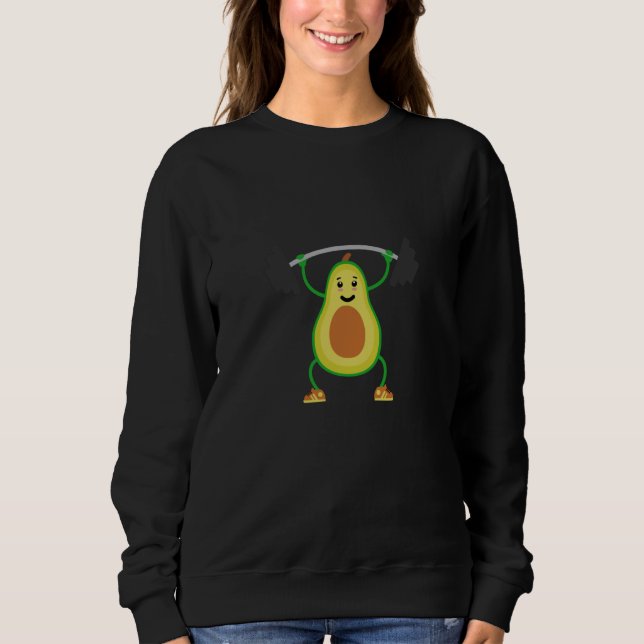 Moletom Avocado Vegan Little Man or Woman In Gym Weightlif (Frente)