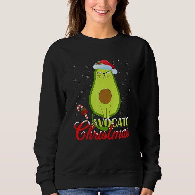 Moletom Avocado  Xmas Lights Santa Avocado Cat Christmas (Frente)