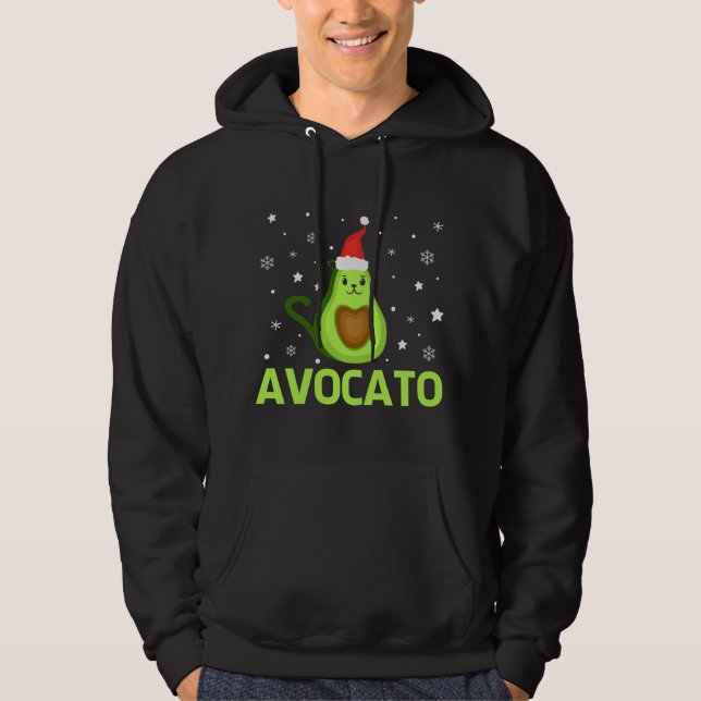 Moletom Avogato Natal Gato Bonito Avocado Engraçado Xmas d (Frente)