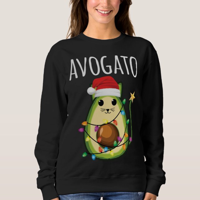 Moletom Avogato Papais noeis Avocado Gato de Natal Engraça (Frente)