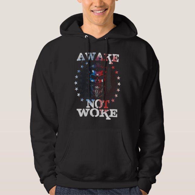 Moletom Awake Not Woke American Flags Awake Not Woke (Frente)