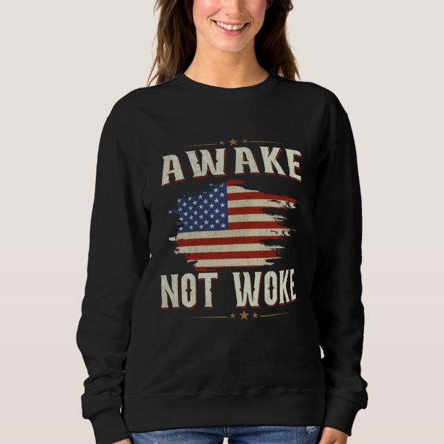 Moletom Awake Not Woke American Flags Awake Not Woke (Frente)