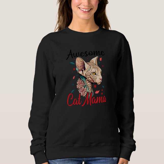 Moletom Awesome Cat Mama Sphynx Cat Mom (Frente)