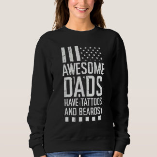 Moletom Awesome Dads Tattoos Beards US Flag Fathers Day Pa