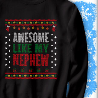 Moletom Awesome Like My Nephew Christmas Knit Sweater Look
