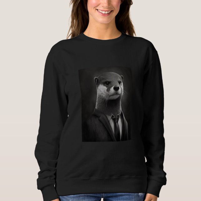 Moletom Awesome Sea Otter Animal Cool Otter In Black Suit (Frente)