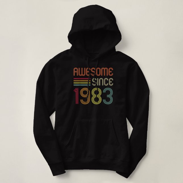 Moletom Awesome Since 1983 39th Birthday Retro (Frente do Design)