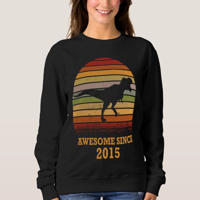 Moletom Awesome Since 2015 Rex Dinosaur Sunset For Boys An (Frente)