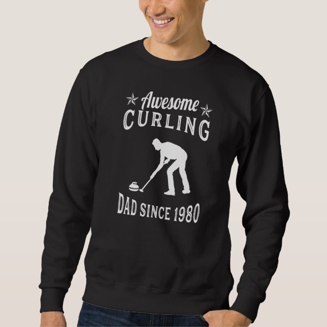 Moletom Awsome Curling Dad Since 1980 Curling Curling Play (Frente)