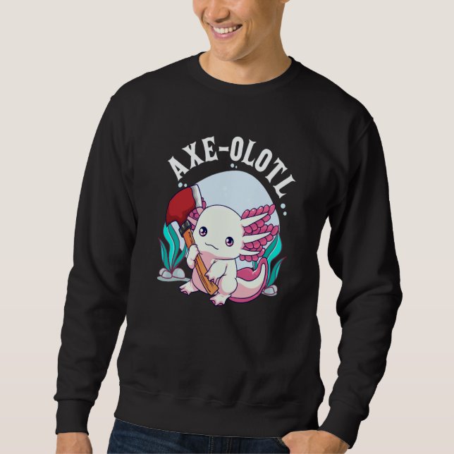 Moletom Axe olotl Cute Axolotl Holding Axe Axolotl Lumberj (Frente)