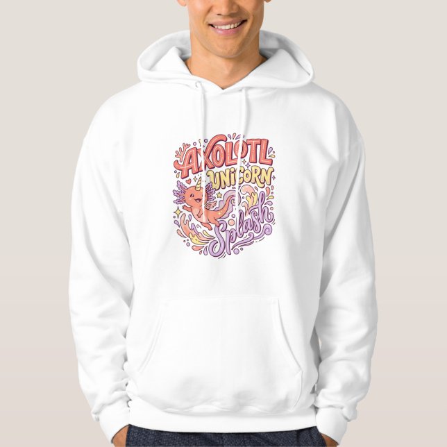Moletom Axolote Unicórnio Splash Caprichoso Branco Bac (Frente)