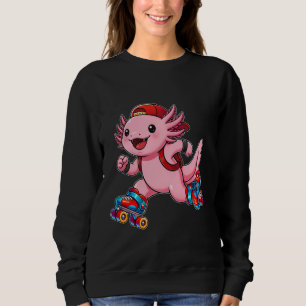 Moletom Axolotl Engraçado em Patins de Roda Animal Fofo Pa