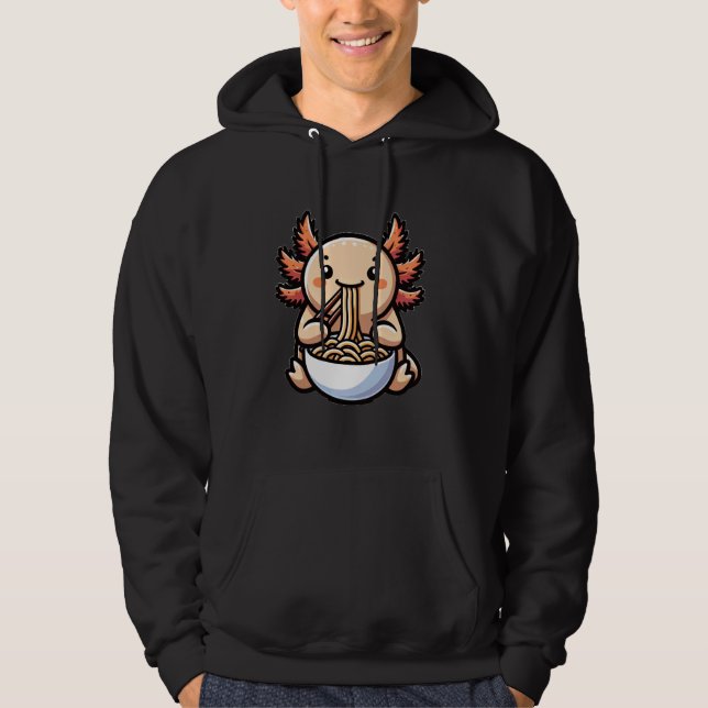 Moletom Axolotl Kawaii Comendo Macarrão Ramen Anime (Frente)