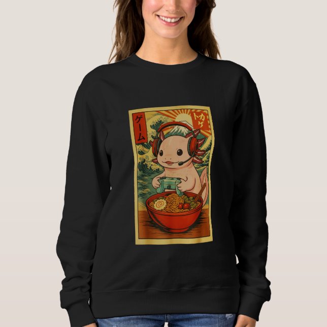 Moletom Axolotl Salamander Gaming Ramen Ukiyo-e Great Wave (Frente)