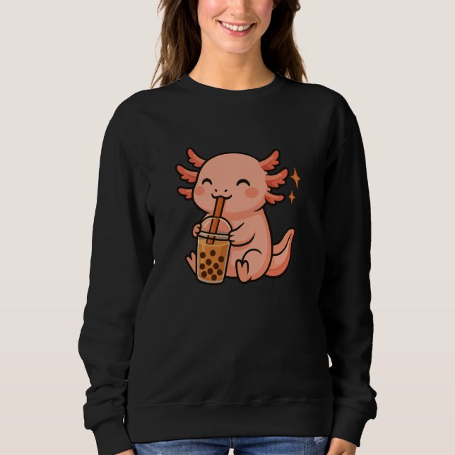 Moletom Axolotl with Bubble Tea Kawaii Axolotl (Frente)
