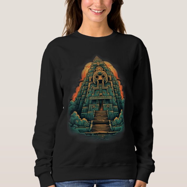 Moletom Aztec Inka Maya Mystic Jungle Temple Pyramid Graph (Frente)