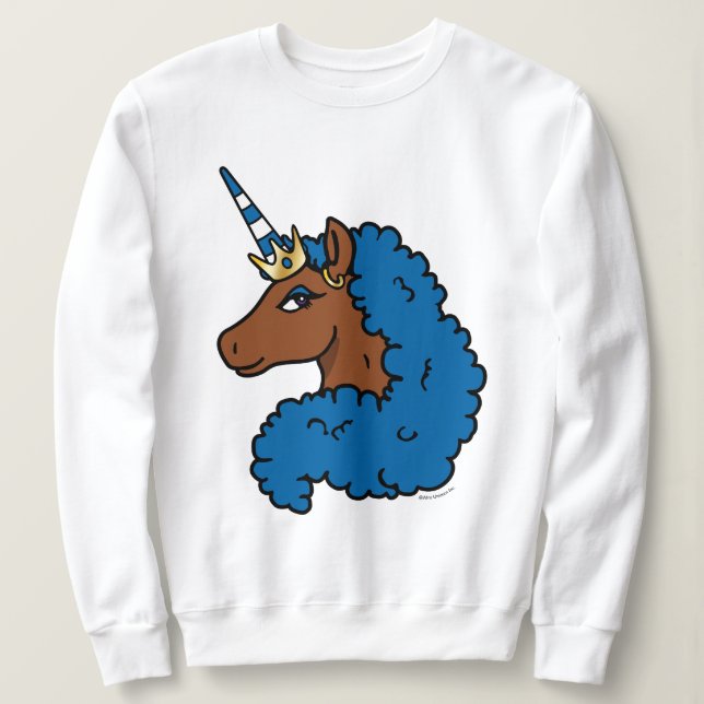 Moletom Azul Afro Unicorn (Frente do Design)
