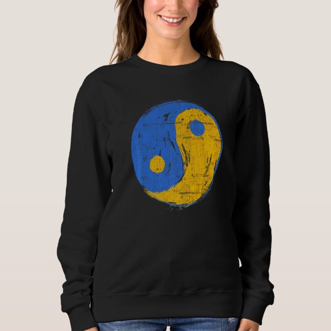 Moletom Azul E Dourado Yin Yang Atenção Plena (Frente)