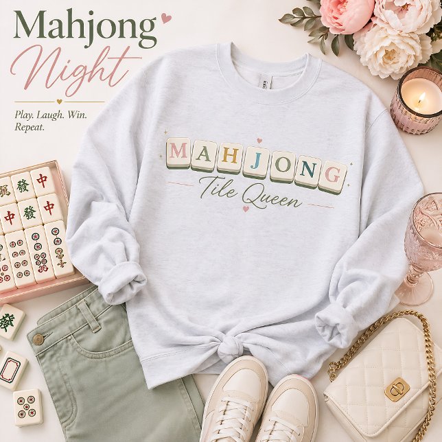 Moletom Azulejo de Mahjong Rainha Fofa (Criador carregado)