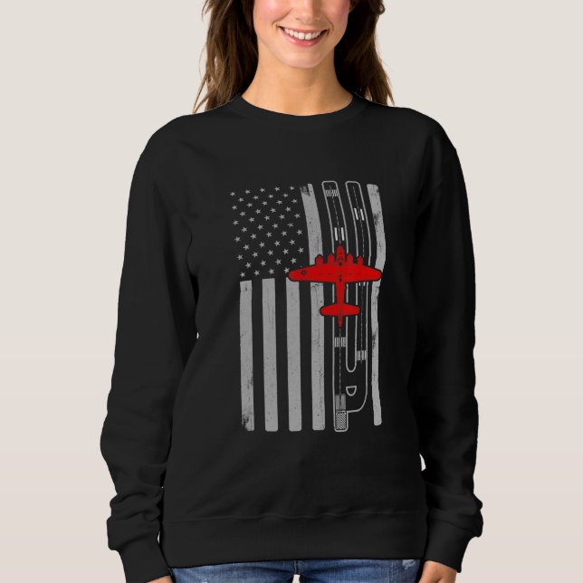 Moletom B-17 Fortaleza Voadora Pista de Bandeira Americana (Frente)