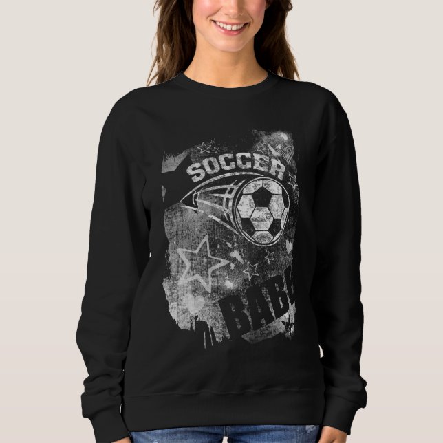 Moletom Babe de futebol, Futebol de Grunge Negro (Frente)