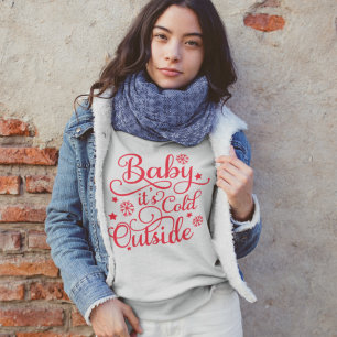 Moletom Baby está frio lá fora Cinza Feminino Vermelho