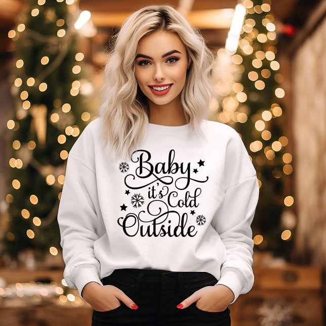 Moletom Baby Its Cold Outside White Womens Black (Criador carregado)