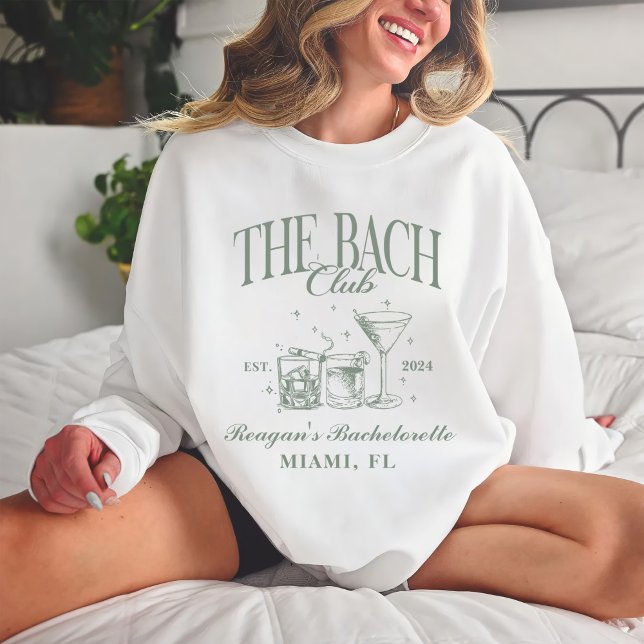 Moletom Bach Club Personalizado Bachelorette Retro Cocktai (Criador carregado)
