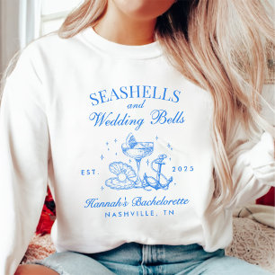 Moletom Bachelorette Retro Blue Seashells & Wedls