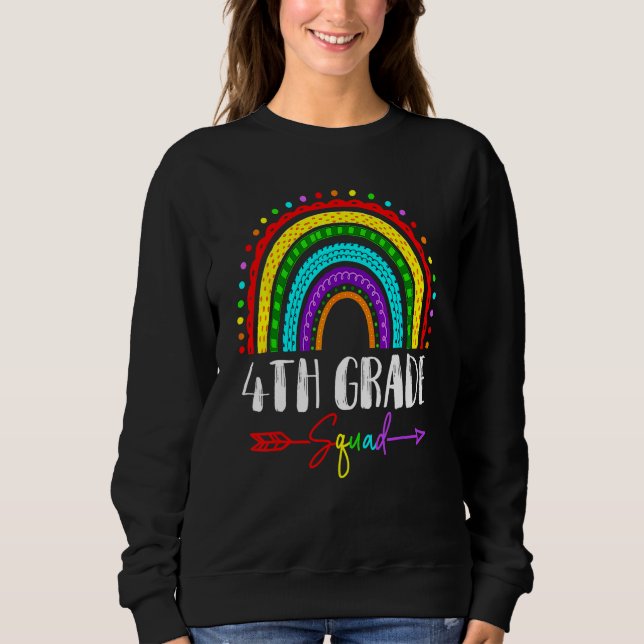 Moletom Back To School Fourth 4th Grade Squad Cute Rainbow (Frente)