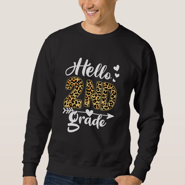 Moletom Back To School Hello 2nd Grade Second Grade Leopar (Frente)