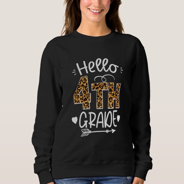 Moletom Back To School Hello 4th Grade Leopard Cute Team F (Frente)