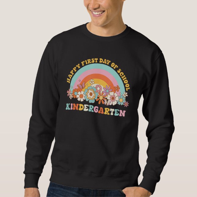 Moletom Back To School Kindergarten Retro Groovy Rainbow T (Frente)