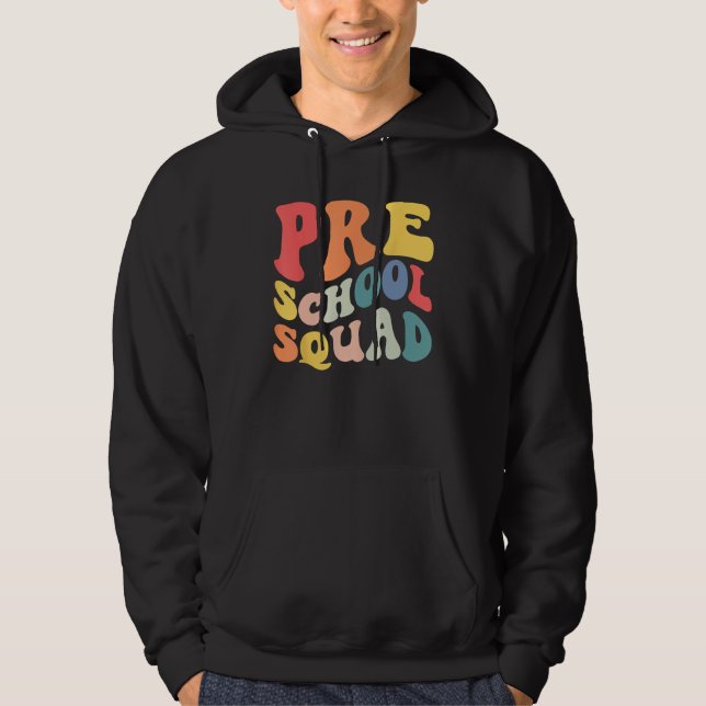 Moletom Back to School Preschool Squad Groovy Teacher Kids (Frente)