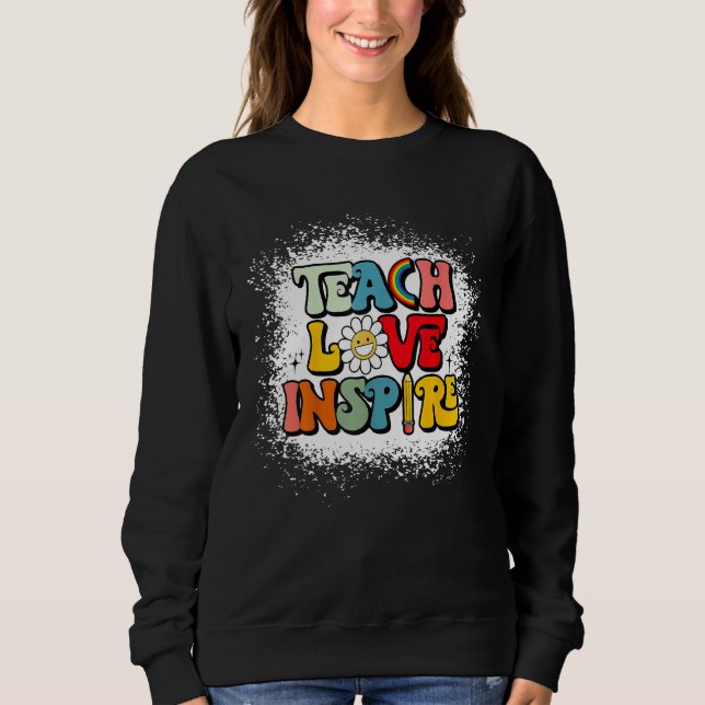 Moletom Back To School Teach Love Inspire Retro Teachers_1 (Frente)