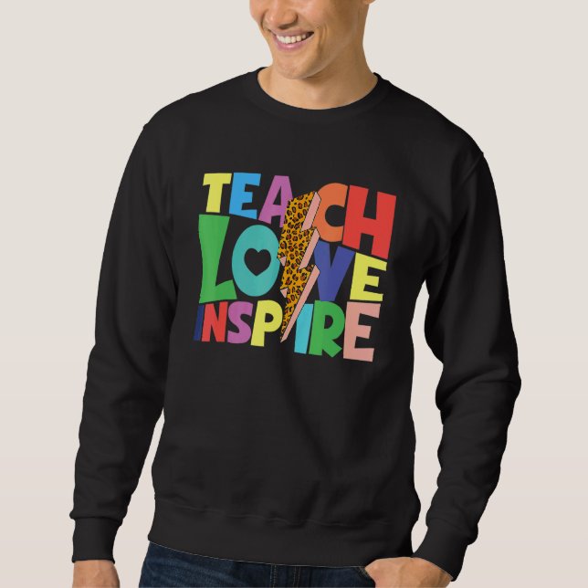 Moletom Back To School Teach Love Inspire Teachers Leopard (Frente)