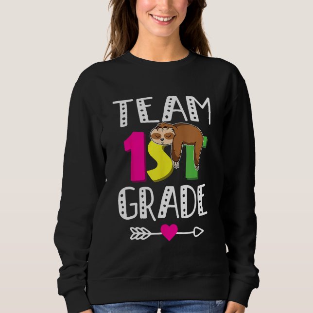 Moletom Back To School Team 1st Grade Cute Sloth  Kids (Frente)
