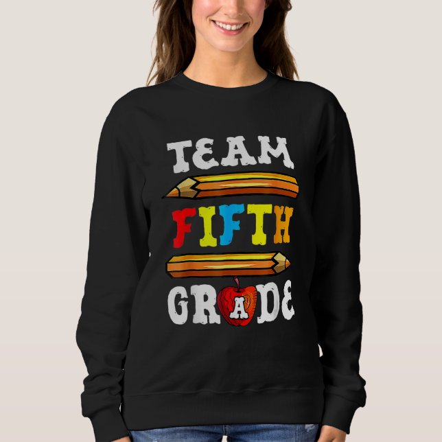Moletom Back To School Team 5th Fifth Grade Pencil Student (Frente)