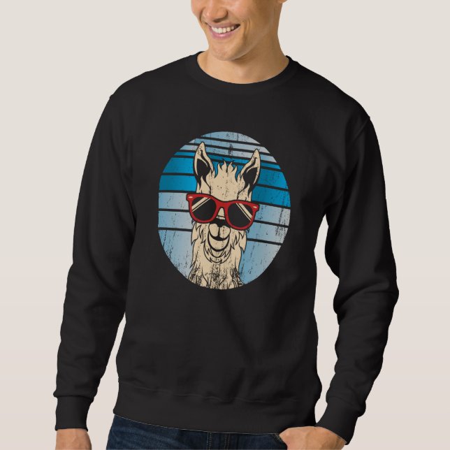 Moletom Backprint alpaca or llama in retro look with sungl (Frente)