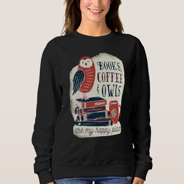 Moletom Backprint books coffee and owls happiness (Frente)