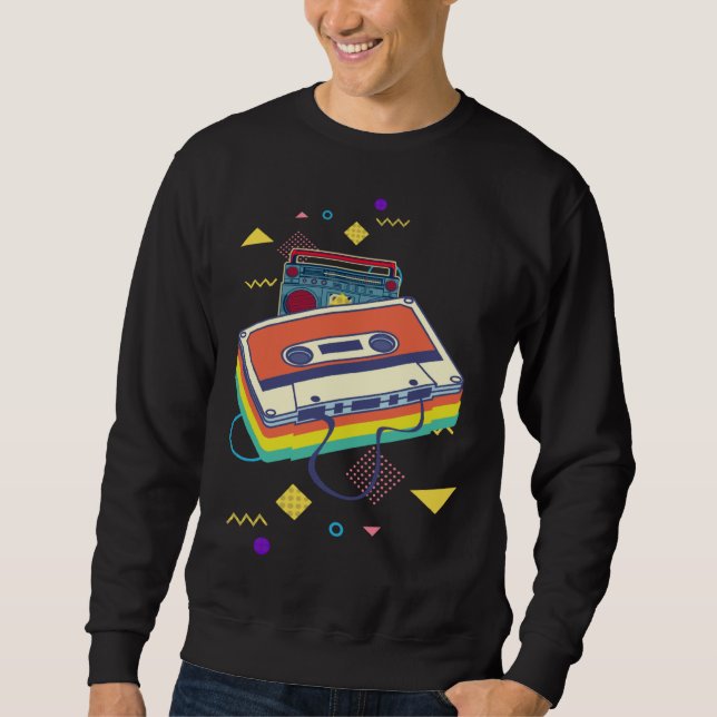 Moletom Backprint retro cassette and stereo system 80s and (Frente)