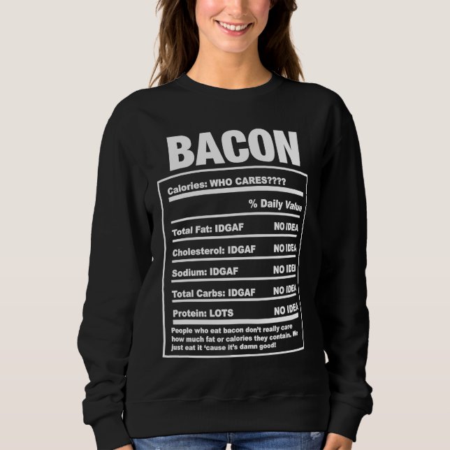 Moletom Bacon  Nutrition Facts Halloween Costume (Frente)