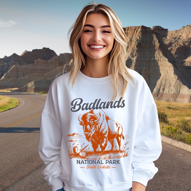 Moletom Badlands National Park Retro Bison Artwork Gift  (Criador carregado)